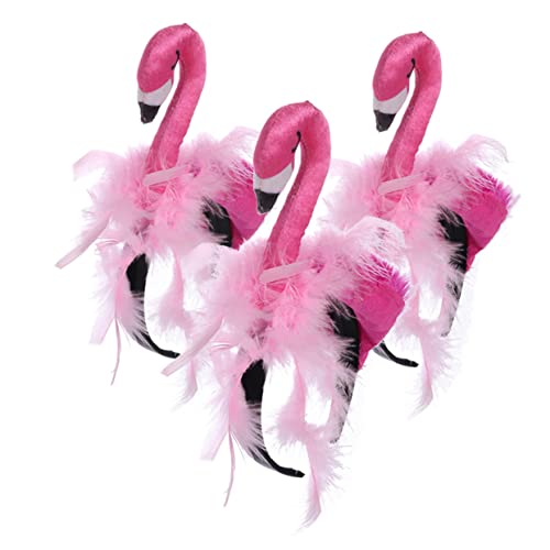 Cabilock 3St Flamingo-Stirnband Haarband kinderkostüme costume costume kopfhoerer flamingos lustiges Stirnband kreative Haarreifen tierischer Kopfschmuck Party-Stirnband Satin von Cabilock