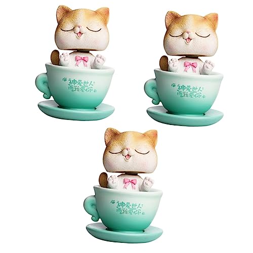 Cabilock 3St Kätzchen-Statue Terrarium basteln selber Machen Mini-Autos Katzenfiguren fürs Auto Tiertanzfigur Spielzeug Animal Figures Cartoon cat Miniatur-Katze aus Harz Tierfiguren von Cabilock