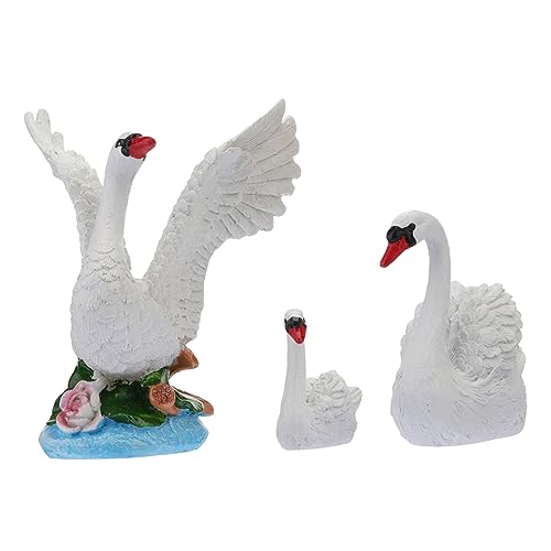 Cabilock 3St Schwan-Ornamente Mini Feengarten Zubehör Gartenenten Hahn Living Room Decoration wohnzimmerdeko tortendeko Einschulung Cartoon-Schmuck Mikrolandschaft Harz Weiß von Cabilock