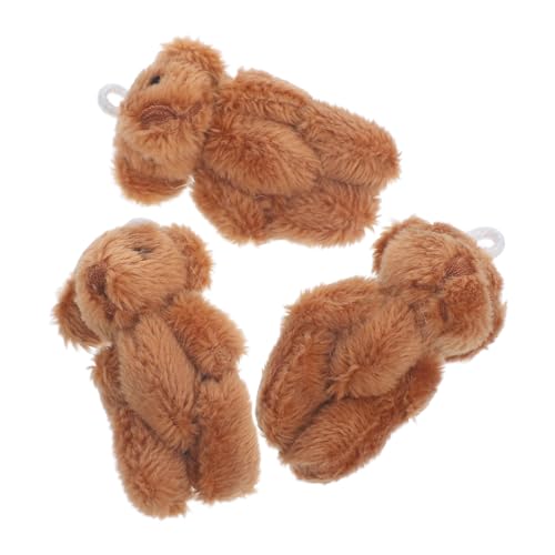 Cabilock 3St Teddybär Stofftier Plüschtier Schlüsselanhänger Haustier Kleinste Puppenhaus Bausatz Zubehör Dekoration Kuscheliger Plüschbär Bär Figur Miniatur-Bärenfiguren Coffee von Cabilock