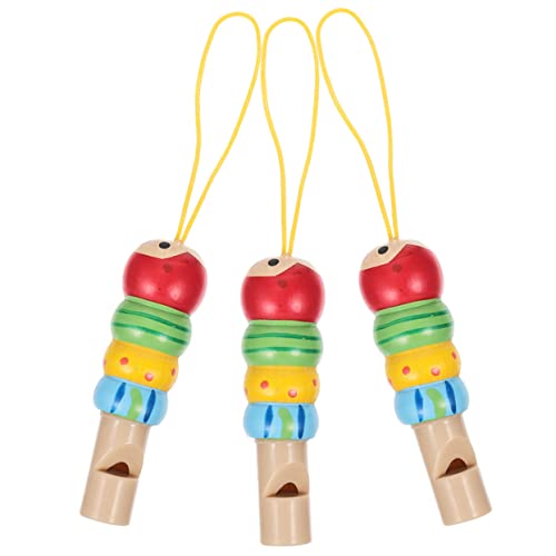 Cabilock 3pcs Hölzerne Kinder Pfeife Tragbares Kleines Whistle Spielzeug Musikinstrument Spielzeugholz Kleinkinder Pfeife von Cabilock