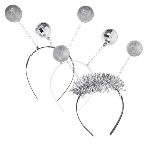 Cabilock 3st Disco Ball Stirnband Weltraum-stirnband Geburtstagsparty-stirnband Alien-stirnband-kostüm Silbernes Alien-stirnband Halloween-haarschmuck Für Frauen Alien-requisite Silver Abs von Cabilock