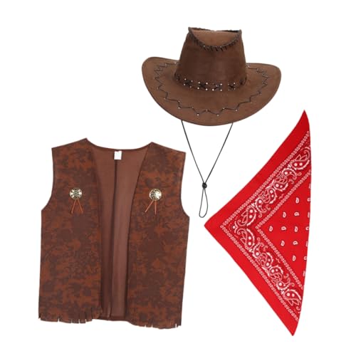 Cabilock 3st Karnevals-denim Cowgirlkostüm Für Damen Kuh Mädchen Outfits Frauen Kuhmädchen-kostüm Für Damen Cowboyweste Für Jungen Cowboykostüm Für Jungen -cowboy-kostüm Kuhkostüm Stoff von Cabilock