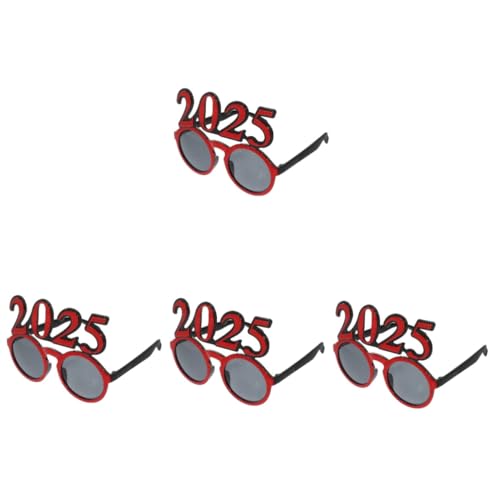 Cabilock 4 Stück 2025 Brille Partybrille Der Klasse 2025 Nummer Sonnenbrille Cosplay-brille Partyzubehör Für Das Neue Jahr Party-brillengestell 2024 Brillen Frohes Neues Jahr Brille Rot Stk von Cabilock