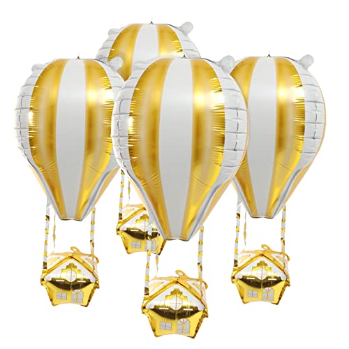 Cabilock 4 Stück Heißluftballon seidenband bandfeile balongas Dekorative Luftballons Ballonfüllmaschine Luftballons für Geburtstagsfeiern Geburtstagsparty-Dekoration Aluminiumfolie Golden von Cabilock