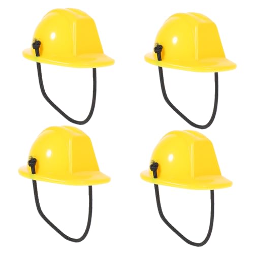 Cabilock 4 Stück Helm Schutzhelm Schlüsselanhänger Zubehör Miniatur Bauhut Puppe Anziehhut Vogelhut Haustierhut Dekor Flaschenaufsatz Puppenhut Weinflaschenverschluss Mini von Cabilock