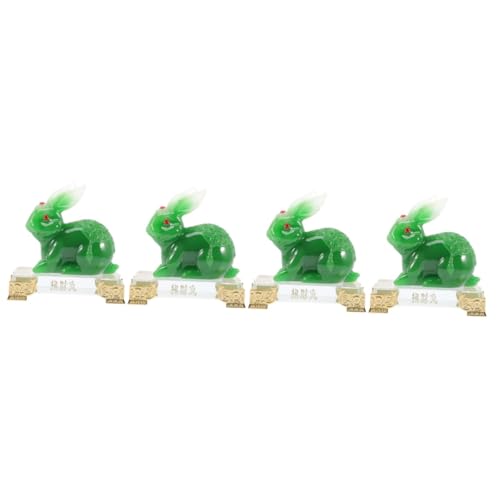 Cabilock 4 Stück Jade-Kaninchen-Ornament Spielzeug für Kinder kinderspielzeug Kid Toys Kaninchentier Sammlerstück Gartenschmuck Hase spielzeuge Häschen-Statue schöne Einrichtung Harz Green von Cabilock