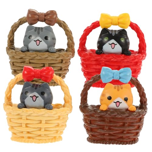 Cabilock 4 Stück Katzengartendekorationen Mochi-Squishy-spielzeuge Figur Miniatur Katzenstatuen- Desktop Kleine Katzenstatuen Süße Katzenornamente Mikrolandschaftskätzchen Material PVC von Cabilock