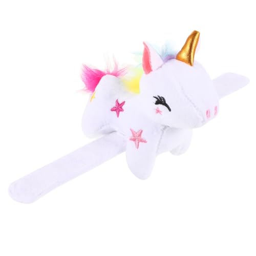 Cabilock 4 Stück Slap-Armband Plüschpuppe Animal-Slap-Armbänder Einhorn-Partygeschenke für Kinder Puppen Handgelenkband Spielzeug-Armband dekorative Armbänder Partyzubehör pp Baumwolle Weiß von Cabilock