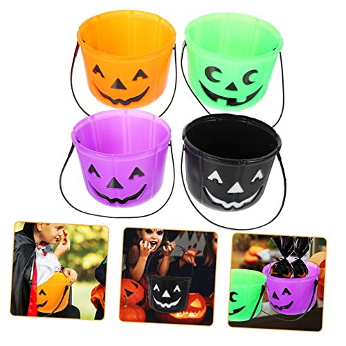 Cabilock 4 Stück tragbarer Kürbiseimer Halloween Halloween behälter für süßigkeiten Kürbisse Kürbis-Halloween-Eimer Trick Halloween- Halloween-Eimer für Plastik von Cabilock