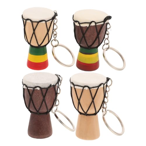 Cabilock 4-teiliges Set Djembe-schlüsselanhänger Instrumenten-schlüsselanhänger Bongo-trommel-schlüsselanhänger Trommelanhänger Aus Holz Partyzubehör Begünstigt Geburtstag Legierung von Cabilock