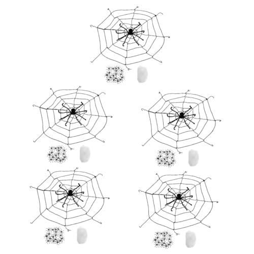 Cabilock 5 Sets Halloween Spinnennetz Party Spinnennetz Layout Spinnennetz Halloween Spielzeug Halloween Partyzubehör Kinderspielzeug Interessante Gefälschte Spinne Multifunktionales von Cabilock