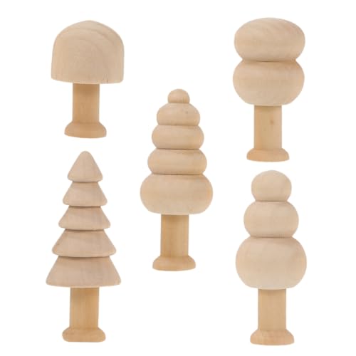 Cabilock 5 Stück Holzige Pilz Weihnachtsbäume Spielzeug Holzbäume Zum Basteln Unvollendete Holzpflockpuppe Unvollendeter Holzpilz Mini Holzbaum Holzmenschenfigur Lotusbaum von Cabilock