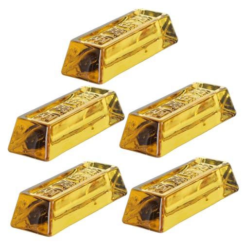 Cabilock 5 Stück Kristall Gold Ziegel Ornamente Ziegel Dekorative Bars Simulation Schatz Ziegel Spielzeug Chinoiserie Künstliche Bar Geld Prop Bars Golden von Cabilock