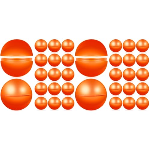 Cabilock 50 Stück Tombola Bälle, Lotterie Bälle 4cm Teilbare Plastikkugeln Bingo Ball Kugeln zum Befüllen für Partygeschenke Bingo Spiel Festliche Orange von Cabilock