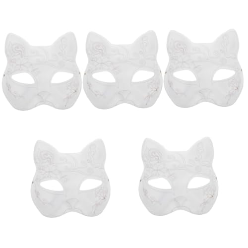 Cabilock 5St Leerzeilenmaske Maskerade Katzenmaske leere maske selber machen japanische Kabuki-Maske Vollmaske halloween maske masken bemalen Cosplay weiße Masken Maskerade liefert Papier von Cabilock