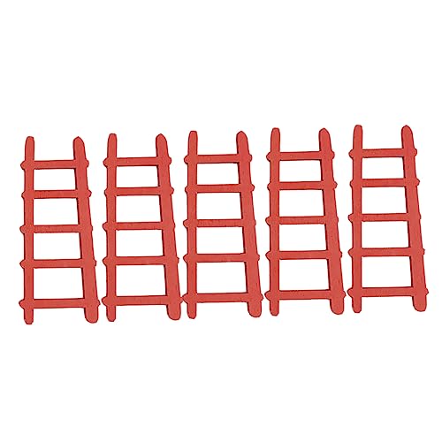 Cabilock 5St Puppenhausleiter holzleiter anlegeleiter Holz Spielhaus Dekoration Realistische Miniaturleiter DIY-Puppenhaus-Dekoration Stepladder Miniatur-Trittleiter Mini-Gartenornament rot von Cabilock