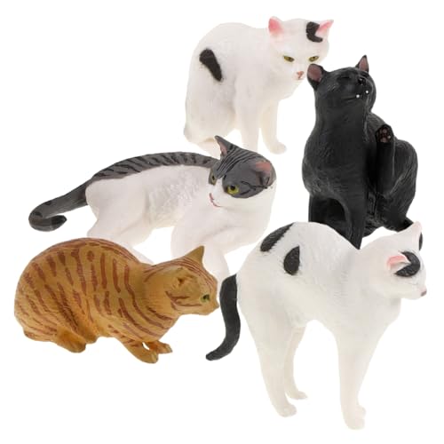 Cabilock 5st Simuliertes Tierkatzenspielzeug Miniatur-mädchenfigur Kuscheltiere Katze Interaktives Katzenspielzeug Realistische Katzendekoration Simulation Einer Katzenfigur PVC von Cabilock