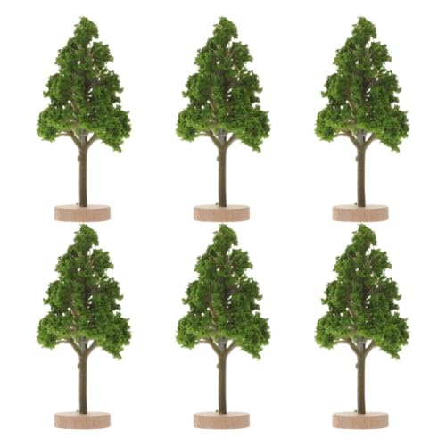 Cabilock 6 Miniatur-Baummodelle Zug-Landschaftsbäume Mit Sockel Gefälschte Landschaftsbäume Architektur-Diorama-Bäume Für Heimwerker Straßenarchitektur Gebäude Grün von Cabilock