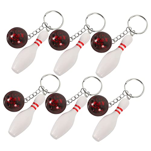 Cabilock 6 Stück Bowling Schlüsselanhänger Handtaschen Anhänger Charms Bowling Schlüsselanhänger Schule Karneval Preise Geldbeutel Charms Bowling Kugel Und Pin Schlüsselanhänger von Cabilock