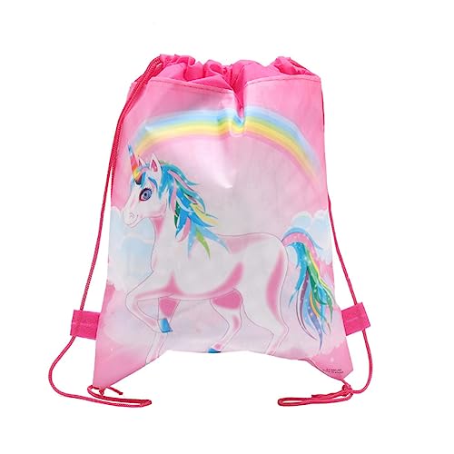 Cabilock 6 Stück Kordelzug Tasche Mit Kordelzug Rucksack Mit Kordelzug Für Kinder Kordelzugbeutel Einhorn Rucksack Kordelzug Strandtasche Kordelzug Büchertasche Cartoon Rucksack von Cabilock