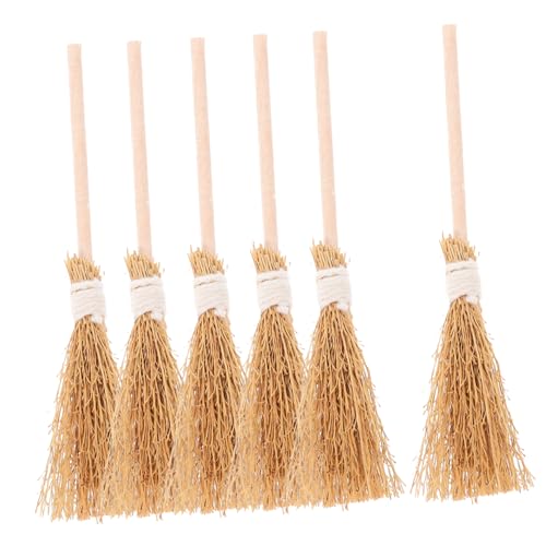 Cabilock 6Pcs Halloween Besen Dekoration Hexendekor Little House Whisk Besen Kleines Winzige Häuser Mini Dekore Mini House Supplies Mini Besen Simulierte Besen Miscanthus von Cabilock