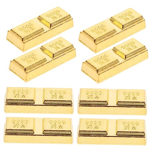 Cabilock 8 Stück Ziegel Ornamentstangen Realistische Bar Ziegel Narren Realistisches Ziegelspiel Ziegel Requisite Simulierter Schatzbarren Chinesischer Silberbarren Goldene von Cabilock