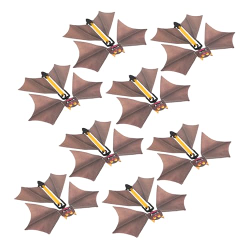 Cabilock 8st Fledermaus- -Requisiten Fliegende Fledermauskarten Halloween-Fledermaus-Spielzeug Schwarze Fledermauspuppe Halloween Fliegende Knifflige Requisite Light Brown Plastik von Cabilock