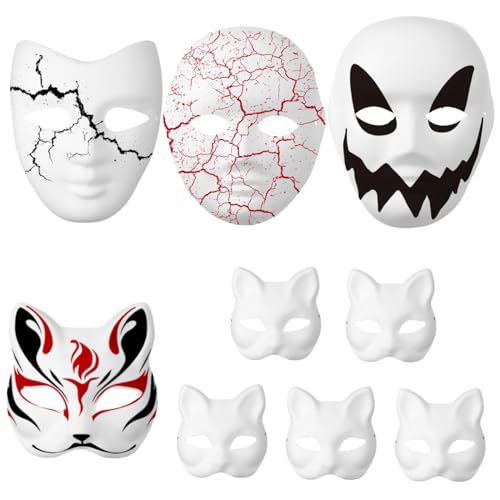 Cabilock Halloween-vollmasken-set 9-teilig Bemalbar Für Maskerade-bastelprojekte von Cabilock