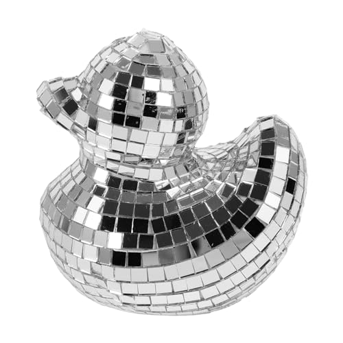 Cabilock Spiegelnde Disco Ente Dekoration Glänzendes Enten Ornament Für Den Schreibtisch Kreative Home Deko Perfekt Als Und Für Club Atmosphäre Silberfarben von Cabilock