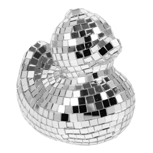 Cabilock Disco-Ente Spiegel-Disco-Kugel-Dekorationen Desktop-Disco-Kugel Disco-Party-Bälle Glasdekoration kreatives Ornament Enten-Disco-Kugel-Dekorationen Party-Spiegelkugeln Schaum Silver von Cabilock