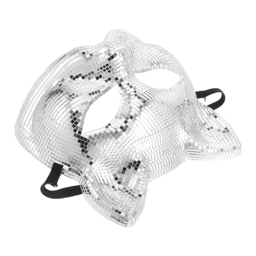 Cabilock Disco Katze Gesichtsmaske Halloween Kostüme Weihnachtsgesichtsmaske Halloween Maske Esy Maske Disco Weiße Katzenmasken Halbkatze Maske Für Frauen Disco Ball Kostüme Hasen Ohren von Cabilock