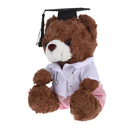 Cabilock Doktorabschlussbär Logo-Kaninchen Tierdekoration süße Plüschpuppe Süßes zur Graduation Kuscheltier für Medizinstudenten Uniformes Plüschspielzeug Grad-Puppe PP Baumwolle von Cabilock