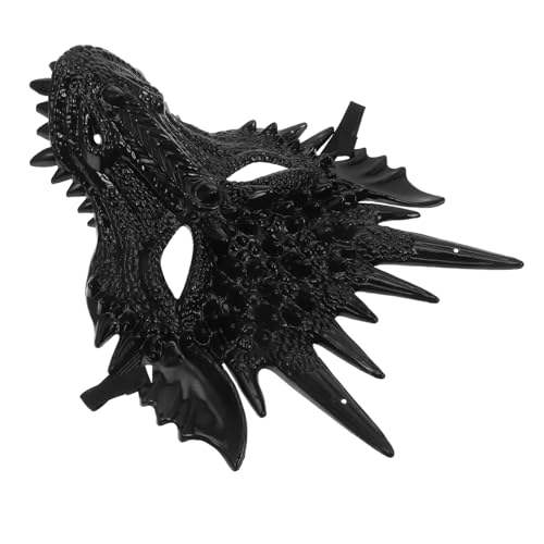 Cabilock Drachenmaske Horrormaske Kreatur-Maske karnevalsparty masken Drachen Maskerade Maske Halloween-Tiermaske Maskenball Maskenparty Cosplay Drachenkostüm gruselige Maske Plastik Black von Cabilock