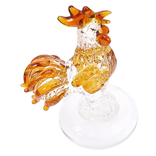 Cabilock Hahn-Ornament Mundgeblasener Hahn Hühnerornamente Entzückende Hühnerstatuen Hahn Figur Hähnchen Stofftier Bananen-Ente Hahn-sammelfigur Hühnerfigur Weißer Kristall von Cabilock