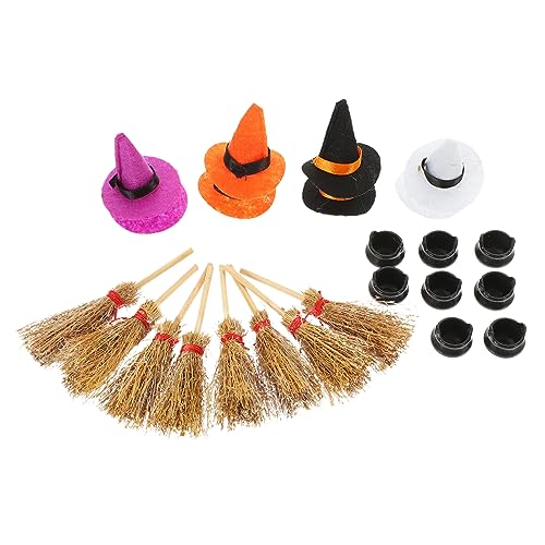 Cabilock Halloween Mini Hexenhüte Set Mit Besen Und Kessel 6 Teiliges Dekorationsset Für Kreative Bastelideen Und Gruselpartys Perfekt Für Halloween Feierlichkeiten Und von Cabilock