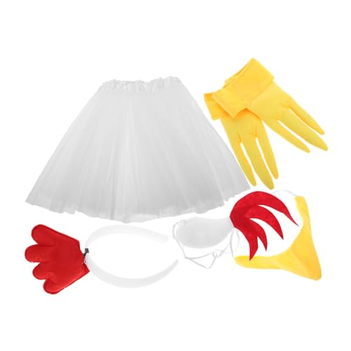 Cabilock Hühnchen Kostüm Set mit Stirnband Krallenhandschuhen und Tutu Rock Kreatives Party Accessoire für Damen für Halloween Weihnachten und Festival Verkleidung Cabilock Hühnchen Kostüm Set mit Stirnband Krallenhandschuhen und Tutu Rock Kreatives Party Accessoire für Damen für Halloween Weihnachten und Festival Verkleidung von Cabilock