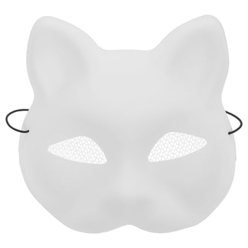 Cabilock Katzenmaske -Masken Leere Fuchsmasken Aus Weißem Papierzellstoff Zum Bemalen Diy-Bemalbare Tier-Cosplay-Anziehmaske Einfache Maskerademasken Für Karneval Halloween-Maske von Cabilock