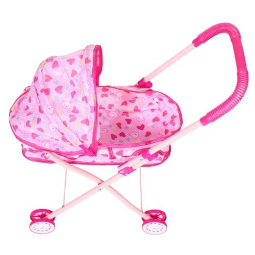 Cabilock Kinderwagen Puppenwagen Puppenhaus-Einkaufswagen Mini-Supermarkt-Handwagen Puppenbuggy Spielzeug Puppenbuggy für Kinder Puppensachen Puppenspielhausdekorationen Oxford-Stoff Rosa von Cabilock