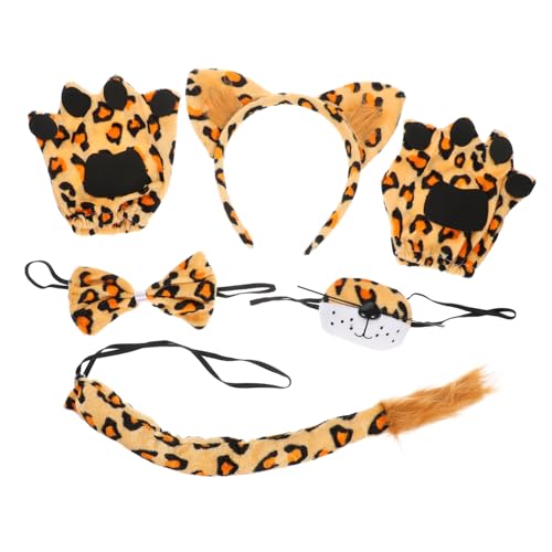 Cabilock Leopard Kostü Set Mit Tierohren Haarband Nase Und Fliege 4 Teiliges Set Für Halloween Karneval Und Cosplay Lustiges Tierkostü Zubehör Für Erwachsene Und von Cabilock