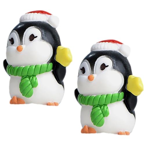 Cabilock Mini Pinguin Dekorationen Niedliche Pinguin Figuren Für Kuchen Und Puppenhaus Dekorative Tierstatue Mit Grünem Schal Perfekte Miniatur Deko Für Verschiedene Anlässe von Cabilock