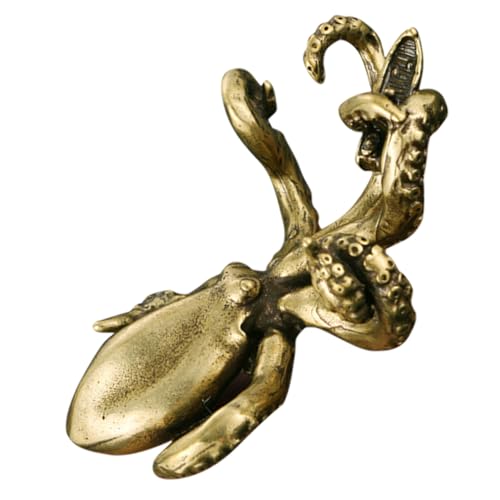 Cabilock Oktopus-verzierung Aquarium Aquarium Oktopus Ornamente -Aquarium Skelett Licht Oktopus-Statue Halter Fingerpuppen Tank Golden Messing von Cabilock