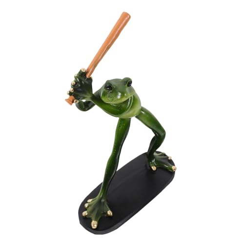 Cabilock Ornamente buchattrappe buchregal Cute Decor laufstall Spielzeug wohnraumdeko Frog Toy Gartenzubehör Frosch aus Harz Froschskulptur, die Baseball spielt Baseball-Frosch-Statue Green von Cabilock