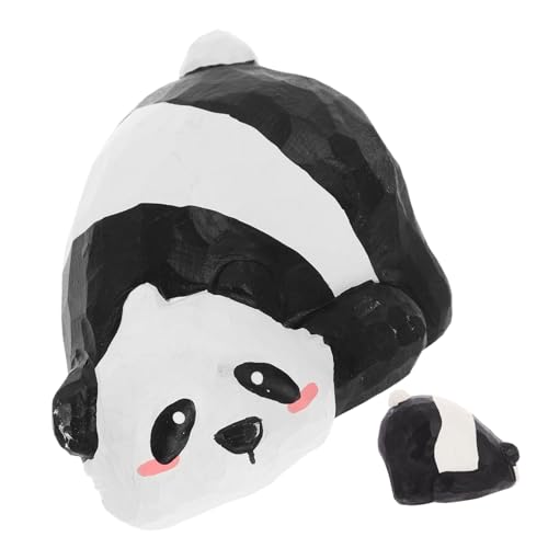 Cabilock Panda-verzierung Dekorative Panda-Statue Cartoon-Panda-Figur Dekorativer Panda Cartoon-Panda-skulptur Entzückende Panda-Statue Heimdekoration Garten-Panda-Figur Szene Dekore Holz von Cabilock