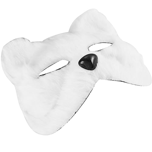 Cabilock Pelzfuchs-Maske Plüsch-Katzenmaske Therian-Maske Halbes Gesicht Wolfsmaske Tiermaske Cosplay-Kostüm-Requisiten Zubehör Für Karneval Maskerade Partybevorzugung Weiß von Cabilock