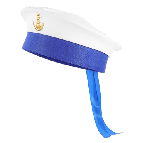 Cabilock Polyester Sailor Hut Männer Frauen Trim Nautischen Stil Cosplay Zubehör Runde Krempe von Cabilock