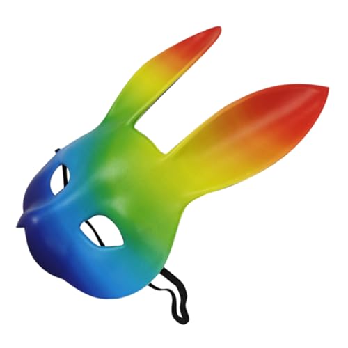 Cabilock Regenbogenhasenmaske Reinigen Kaninchenmaske Karnevalsmaske Prop Gruselige Halloween Cosplay Led Fuchsmaske Karneval-hasen-masken-requisite Maskerade Led- Pu- von Cabilock