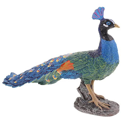 Cabilock Simulation Pfau Modell Mini Tier Figur Pfau Handwerk Pfau Figur Miniatur Tiere Figuren Tischplatte Pfau Ornament Pfau Schmücken Pfau Garten Statue PVC Blau von Cabilock