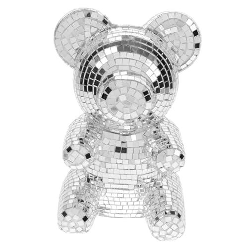 Cabilock Spiegel Bär Ornamente Glitzernde Kugel Ornamente Club Disco Kugel Disco Spiegel Kugel Spiegel Kugel Ornamente Disco Kugel Dekorationen Bärenstatue Tier Desktop Disco Kugel von Cabilock