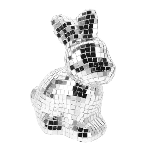 Cabilock Süßes Kaninchen Disco Kugel Ornament Reflektierende Tierfigur Disco Tierstatue Disco Tier Ornament Kaninchen Disco Kugel Disco Tierfigur von Cabilock